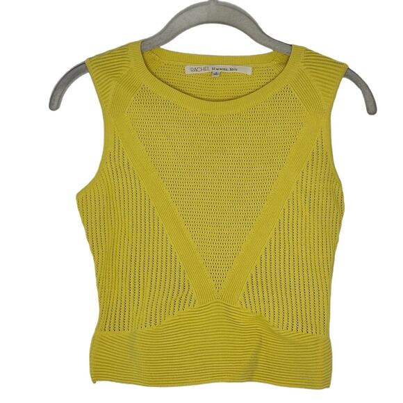 Rachel Zoe Women’s Crochet Yellow Knit Skirt Set 2-Piece Size Small - Picture 2 of 10